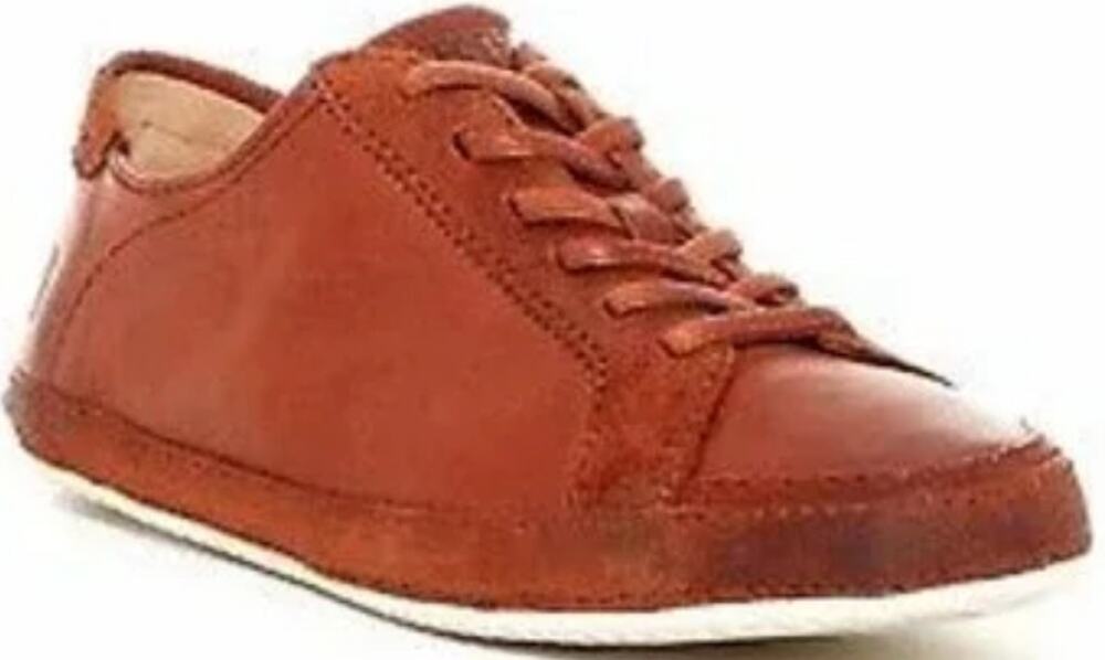 Frye Dean Artisan Low Leather Sneakers Lace Up Suede Trim Classic Brown 7.5
